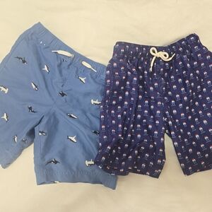 2 Pairs Lot Hanna Andersson Life is Good Swim Trunks Boy 8 Medium July 4th Short